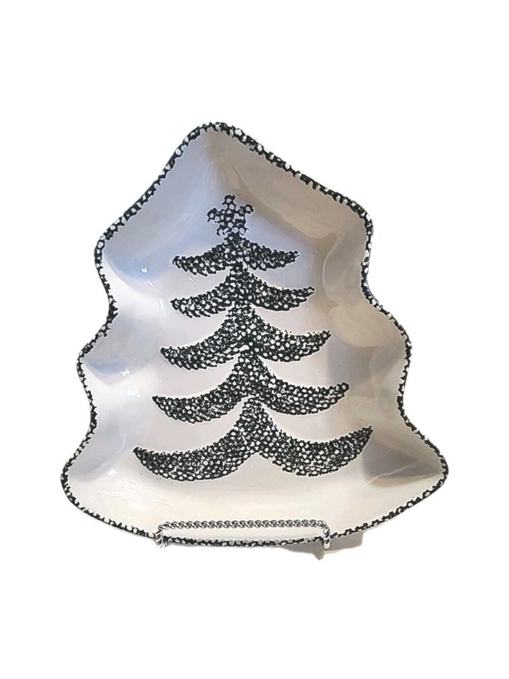 GUYROC Serving Platter Christmas Tree Shape Embossed Cookie Candy Dish 12 Inches